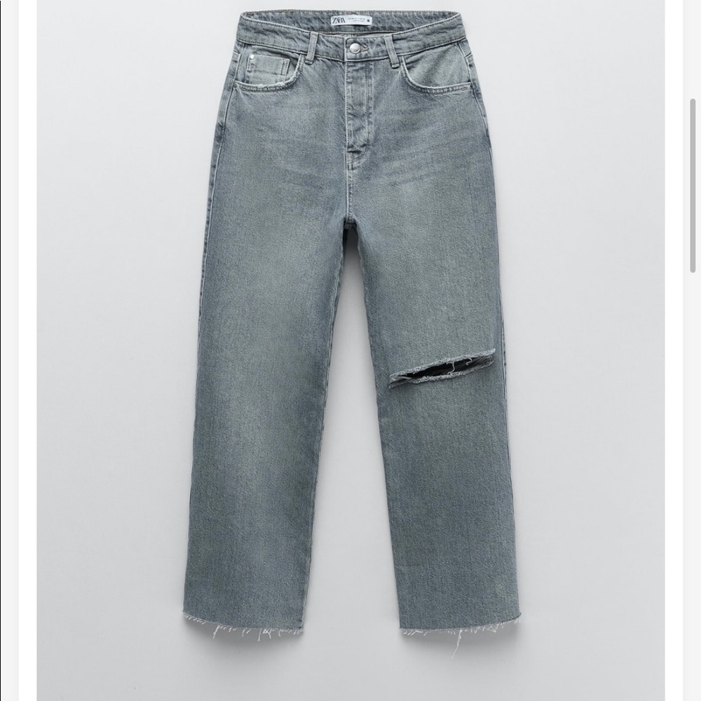ZARA RIPPED STRAIGHT LEG Z1975 HIGH RISE JEANS